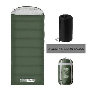 Green Sleeping Bag with Compression Sack